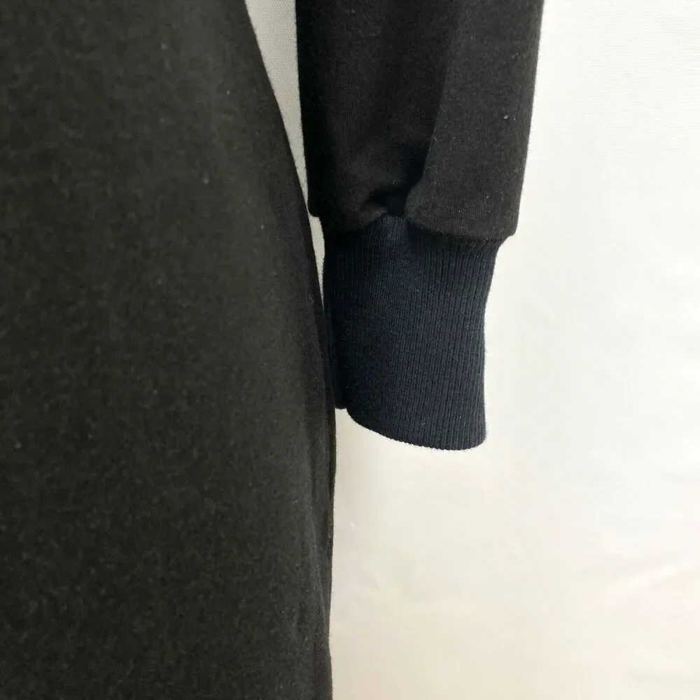 Blue Canoe Organic Black Dress Small Midi Knit Long Sleeves Mock Neck Career